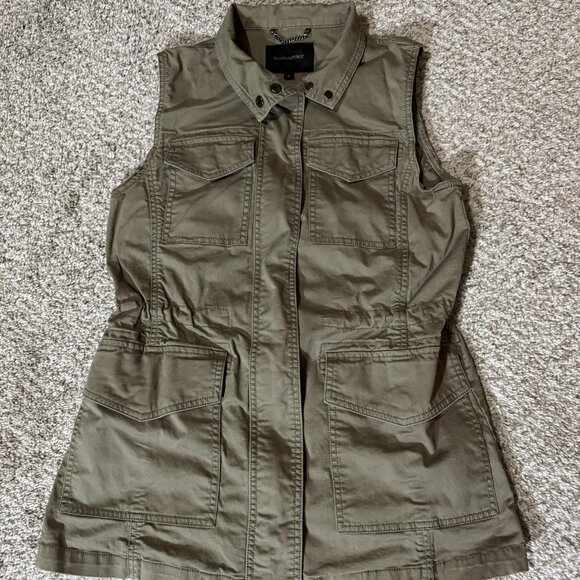 Banana Republic Vest Womens Small Olive Green Utility Field Safari Zip Pockets - Picture 1 of 11